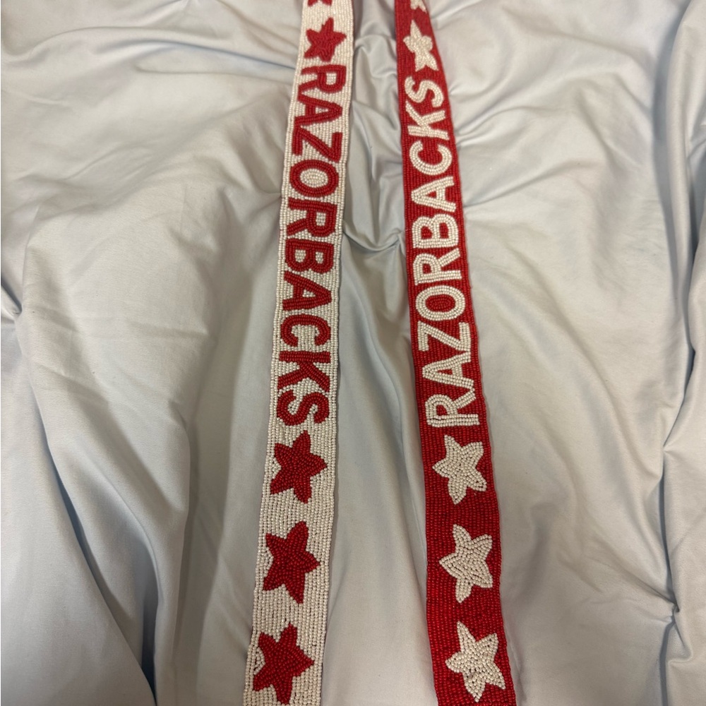 Arkansas Bag Strap Red and White Razorbacks Game Day